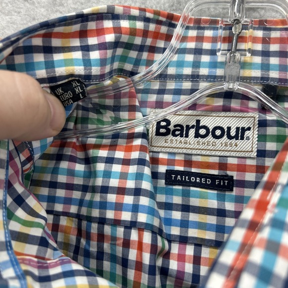 Barbour Shirt Mens Large Gingham Check Terence‎ Tailored Long Sleeve Button Up - Picture 4 of 8
